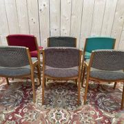 Suite de 6 chaises 1950 en hêtre massif
