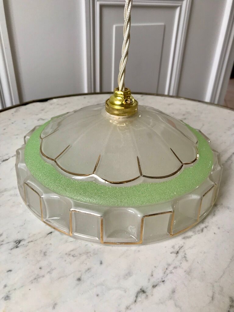 Pair of green granite glass suspensions 50-60s