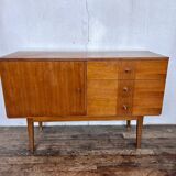 Enfilade bahut vintage hifi tv cabinet 50/60 Scandinavian style with marquetry