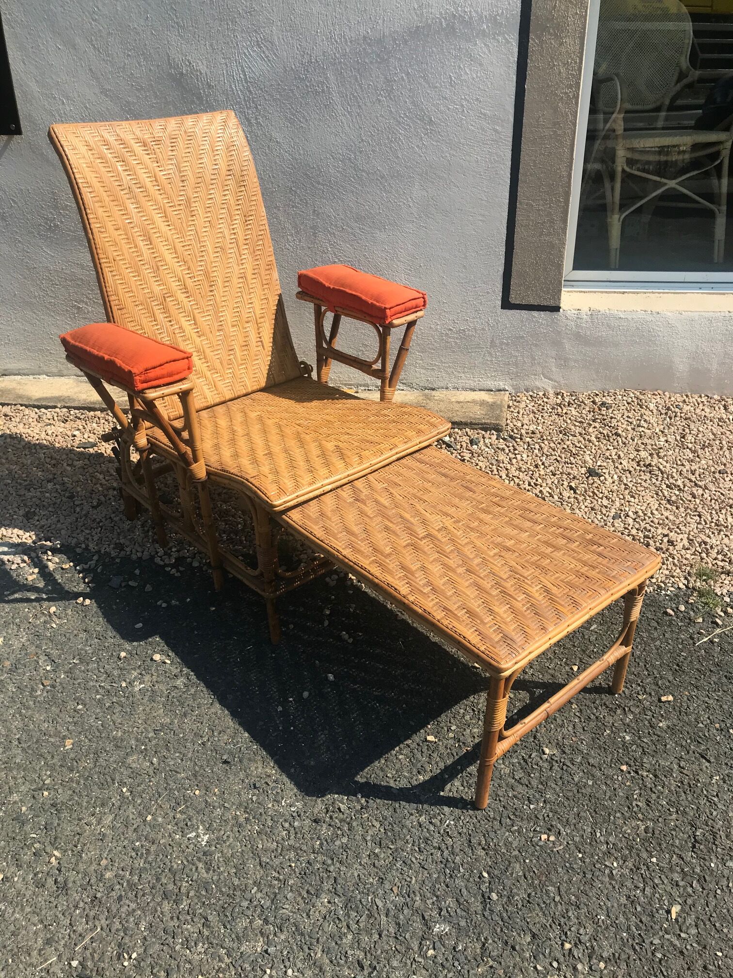 Rattan long chair and cushion
