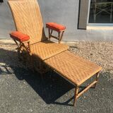 Rattan long chair and cushion
