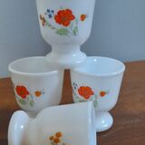 Coquetier glass arcopal france floral décor 70s - vintage