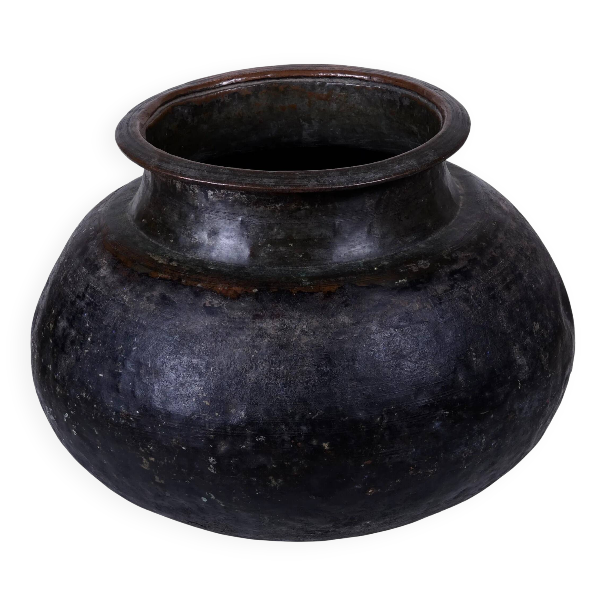 Tambe - Large patinated copper temple jar