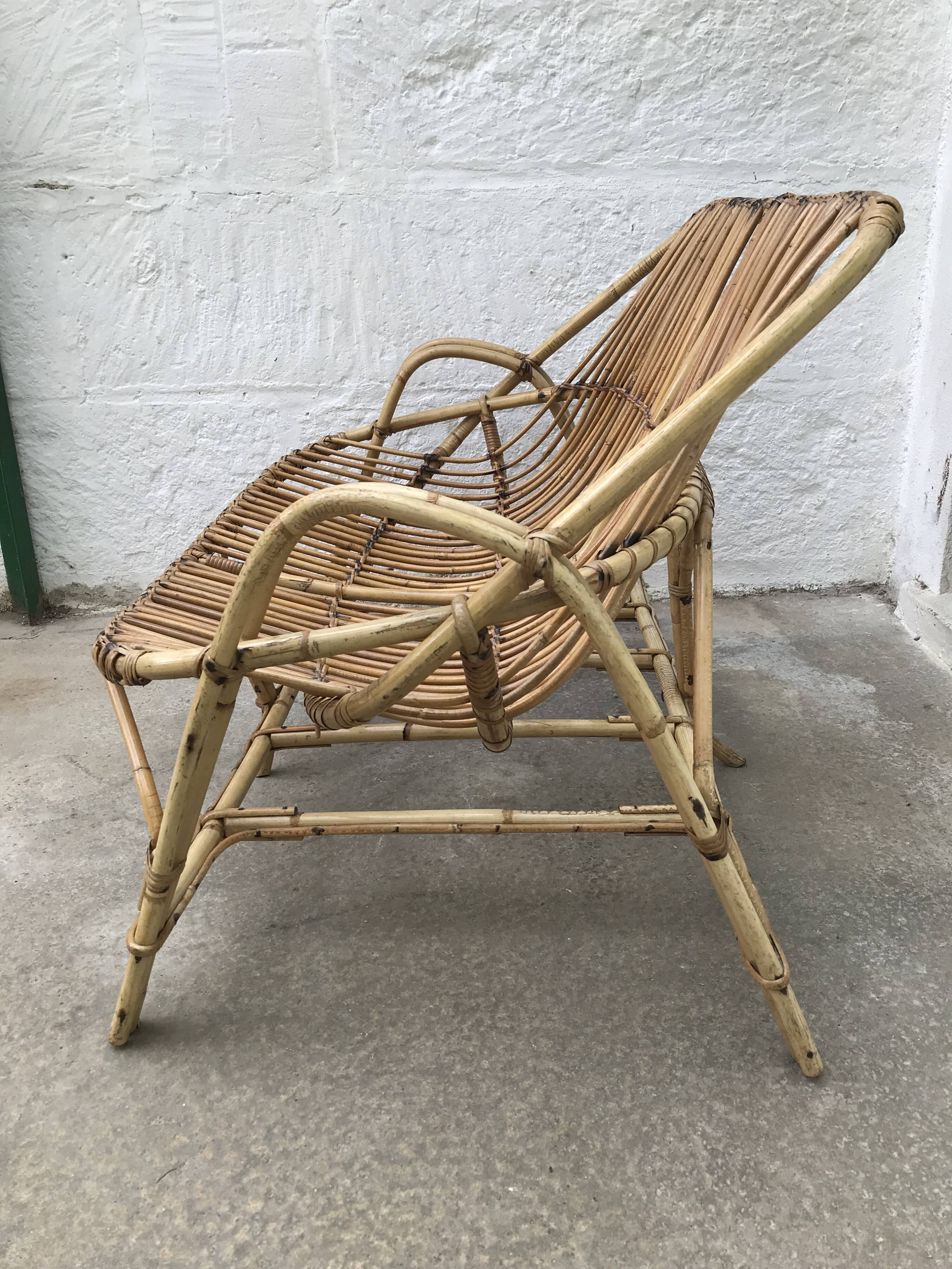 Vintage rattan bench