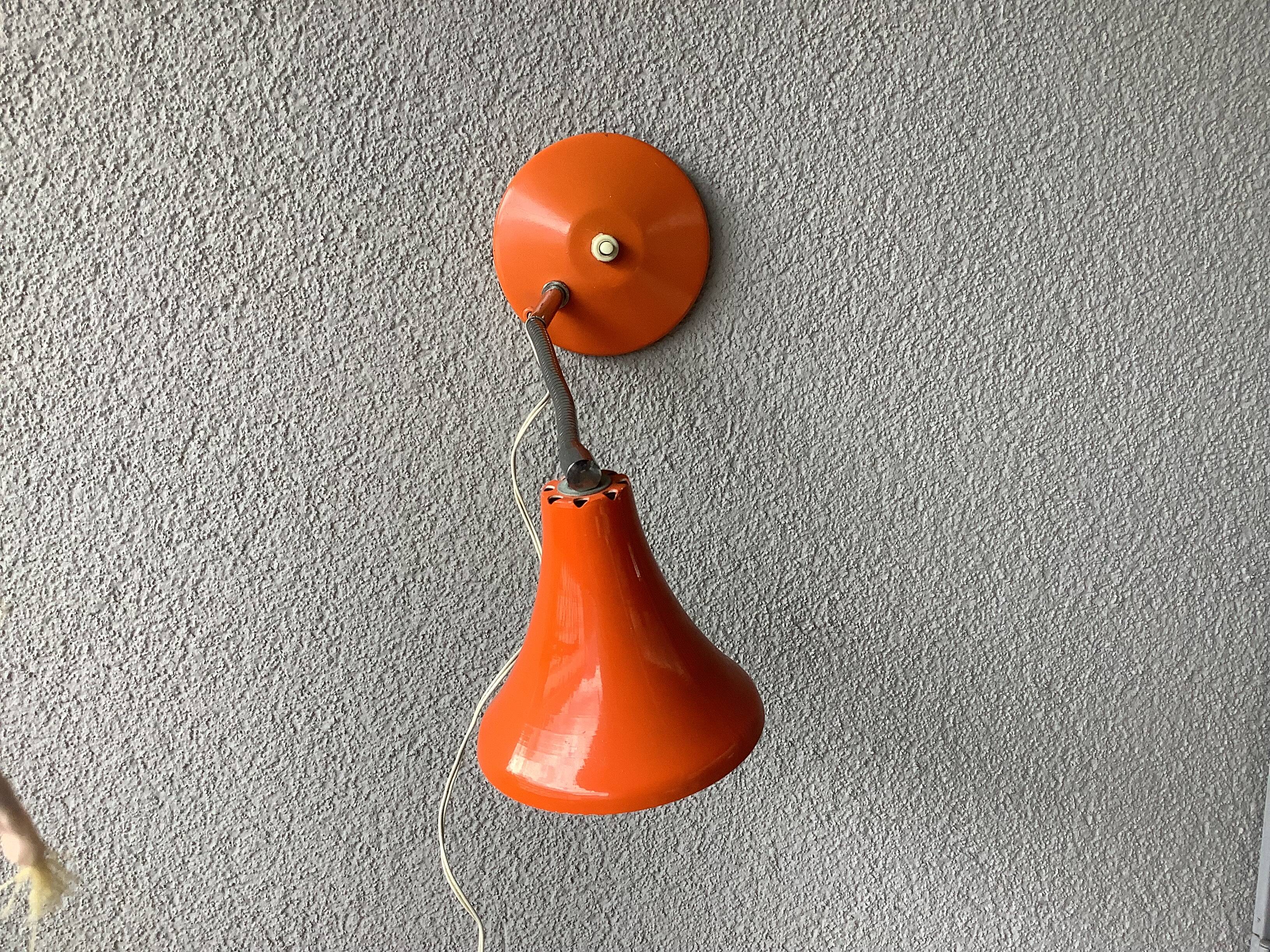 Desk or wall lamp metal orange vintage 60/70