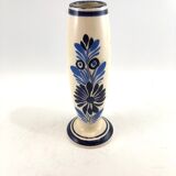 Breton white and blue vase with floral decoration Quimper Ile d'Oléron