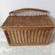 Old toy box in rattan, wicker, bench, end of bed