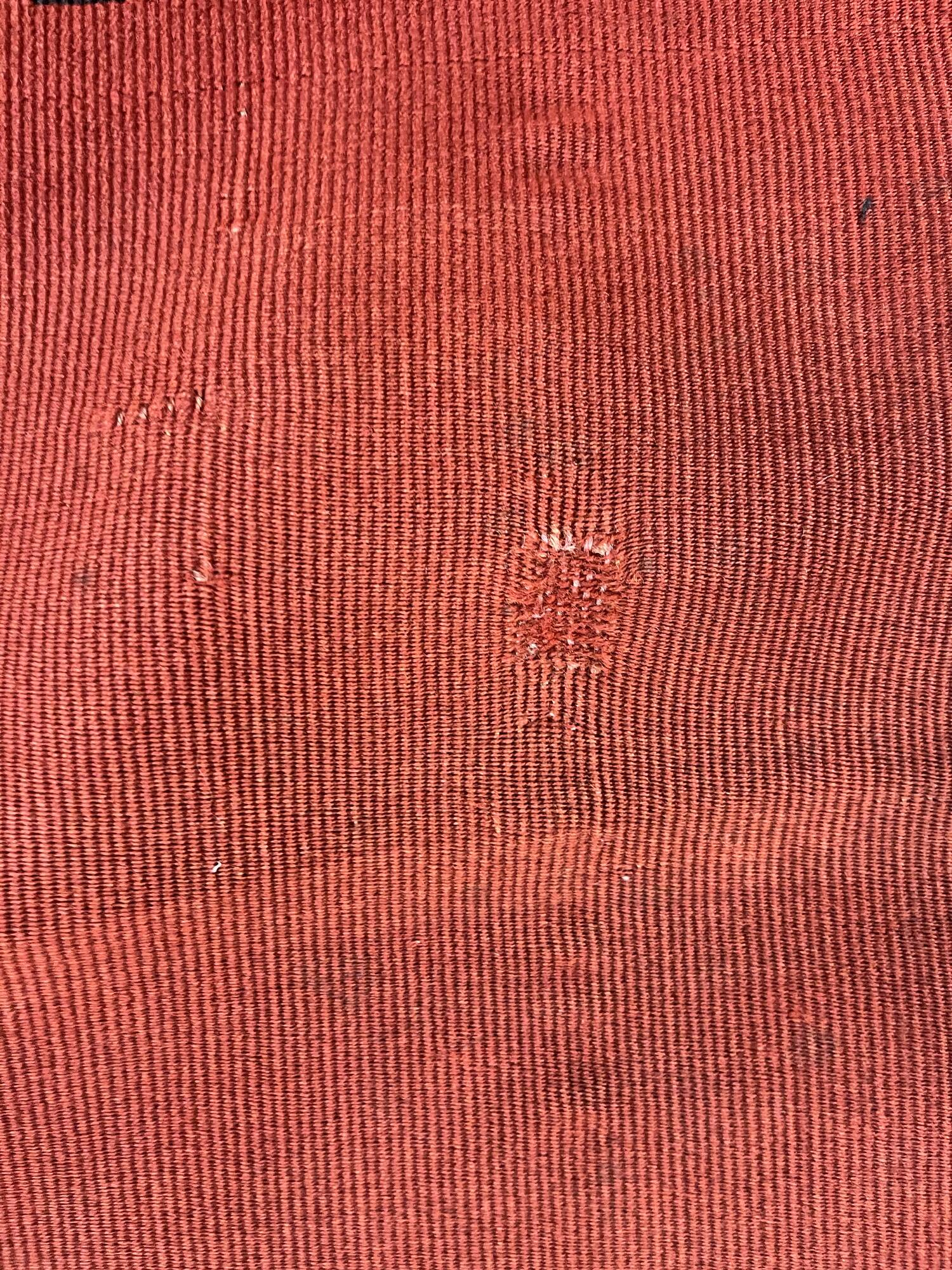 Antique 1900s Burgundy Kilim Rug, Square Wool Flatweave Carpet 143 x 161 cm