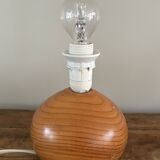 vintage wooden ball lamp small model with fabric shade 80's design