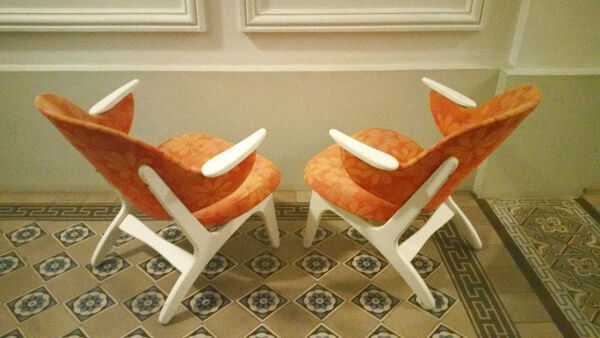 Fauteuil danois de Carl Edward Matthes scandinave vintage années 50/60 orange