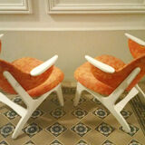 Fauteuil danois de Carl Edward Matthes scandinave vintage années 50/60 orange