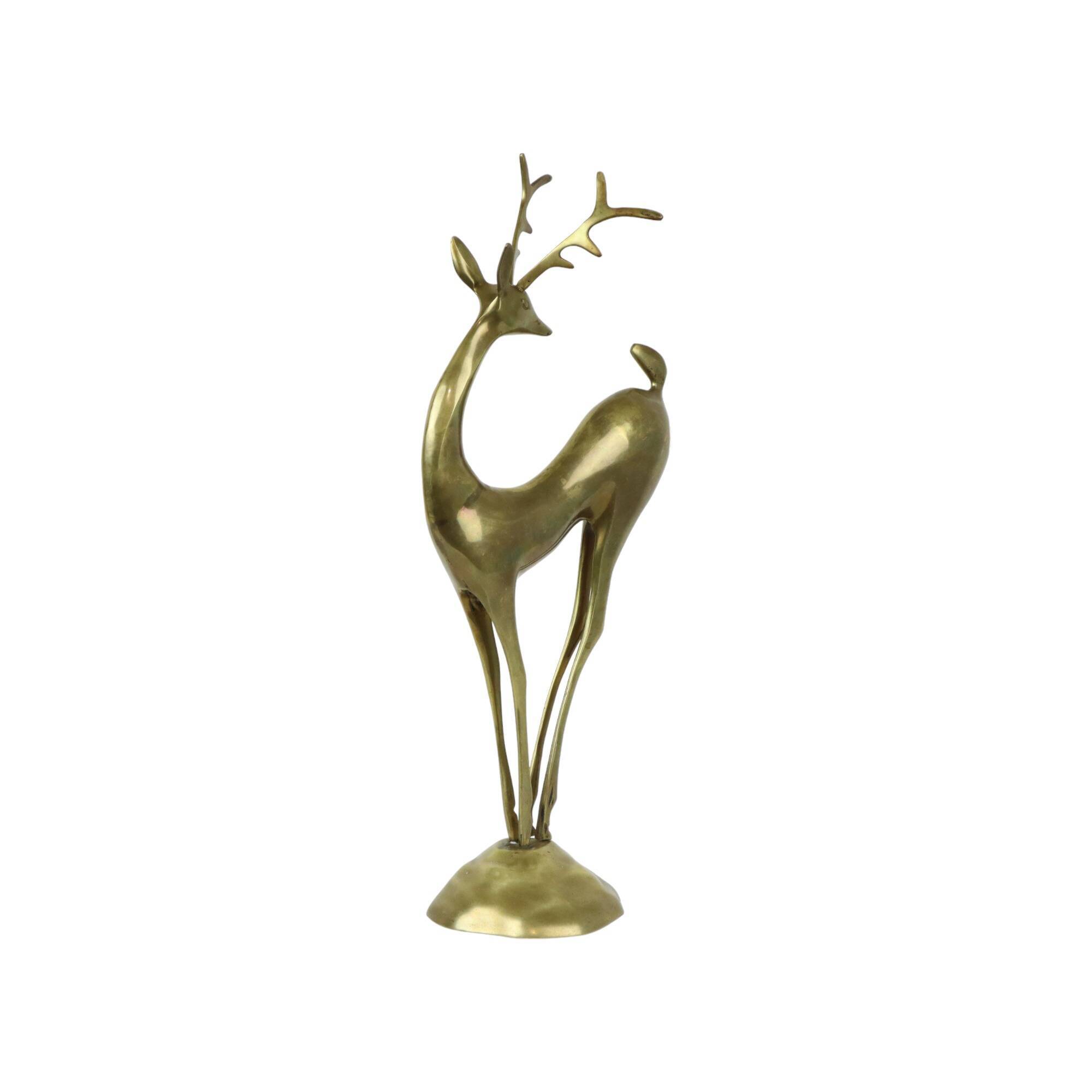 Large vintage brass deer statue sculpture art deco style christmas