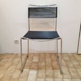 Pair of spaghetti chairs stainless steel and black scoubidou Giondomenico Belotti
