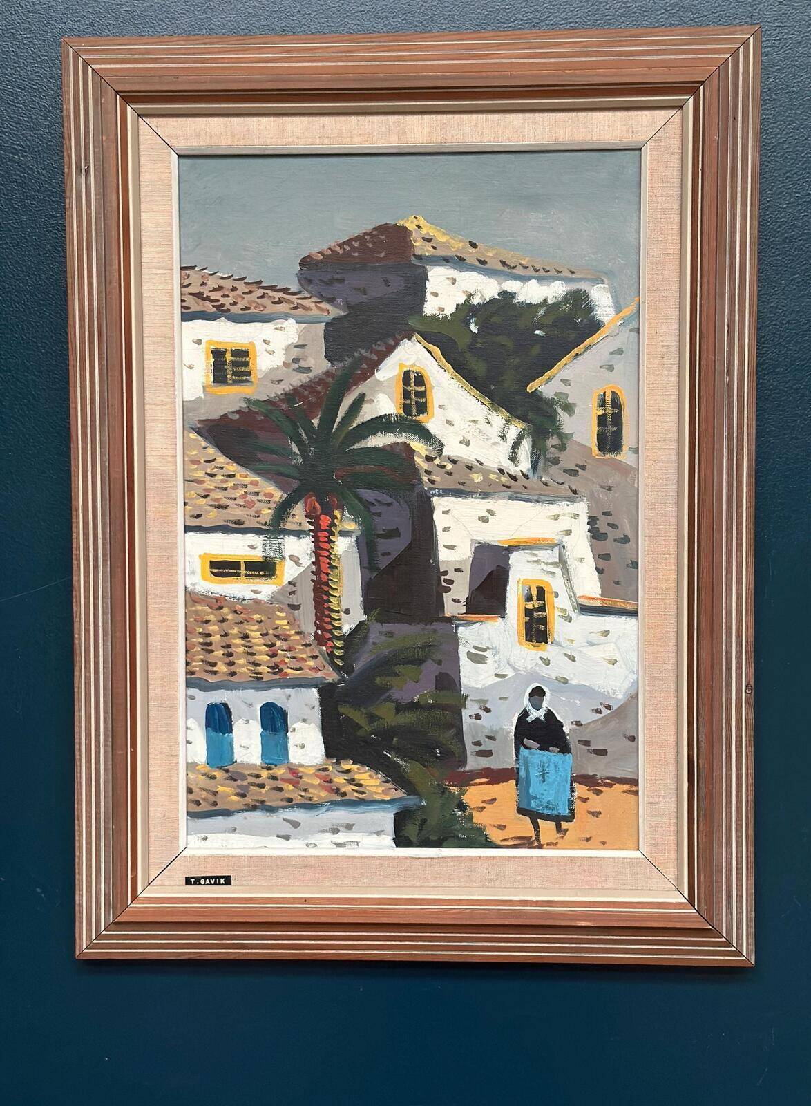 Huile sur toile originale – « Malaga, Espagne » par Tage Gavik – Signé