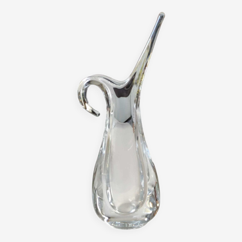 Vase soliflore en verre cristallin, par Flavio Poli pour Art Vannes France. Haut 32 cm