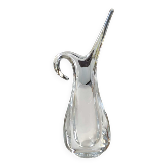 Vase soliflore en verre cristallin, par Flavio Poli pour Art Vannes France. Haut 32 cm