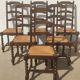 6 wooden and straw chairs, Louis XIII style