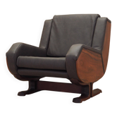 Leather armchair, Italian design, 1970s, production: Italy