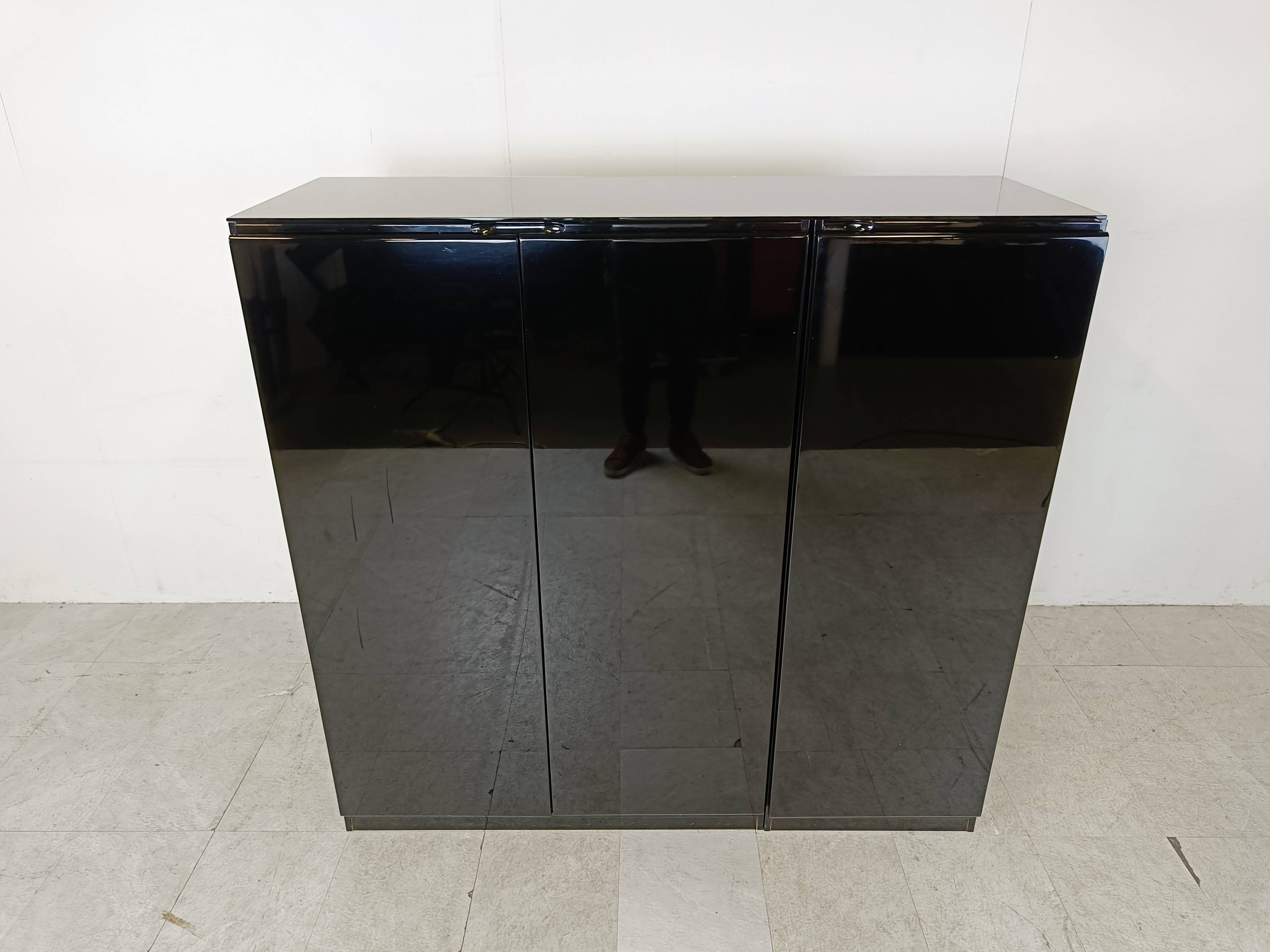 Black lacquered bar cabinet, 1970s