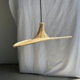 Small suspension, rattan luminaire in hat shape D:60cm