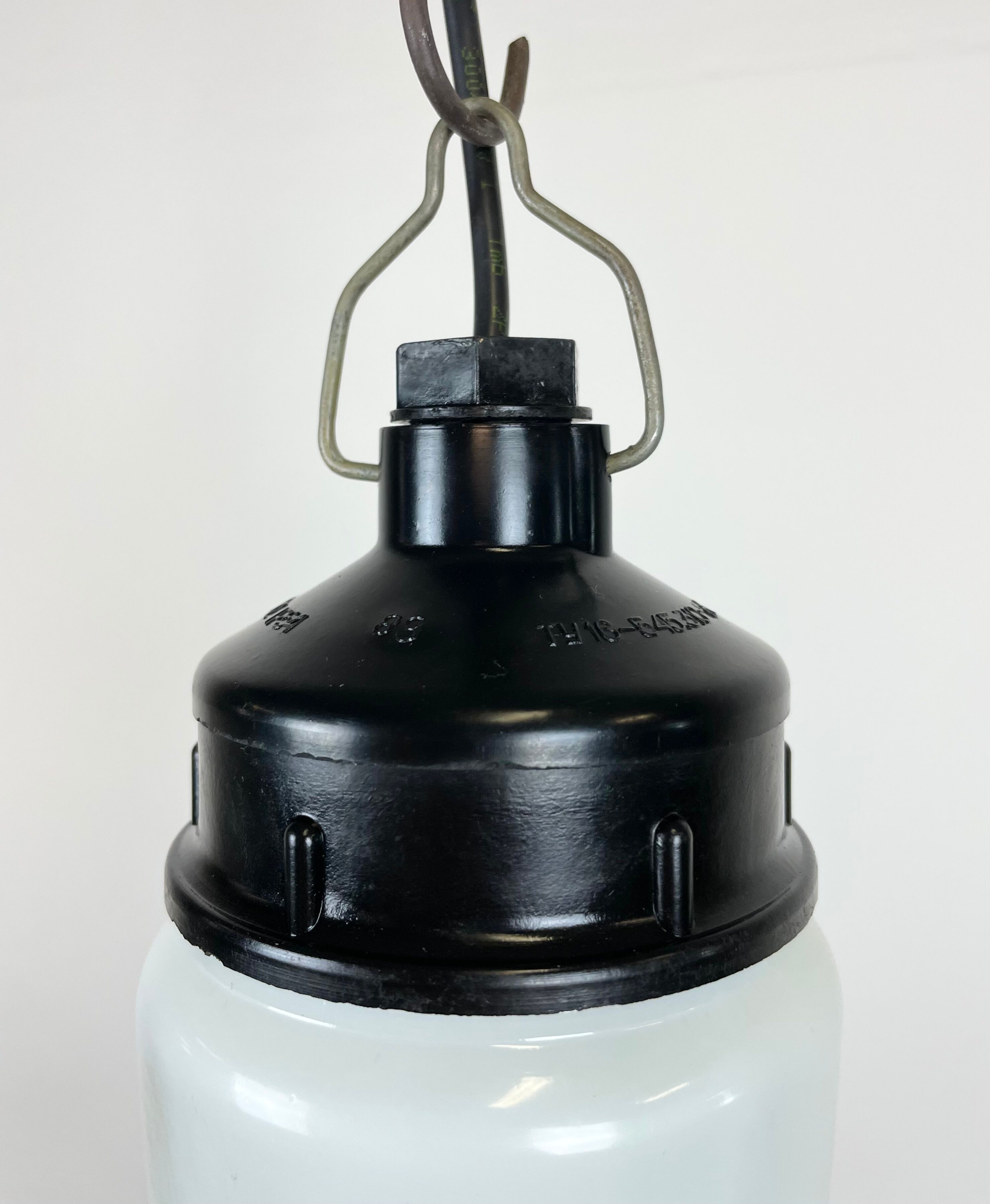 Industrial Bakelite Pendant Light with Milk Glass, 1970s
