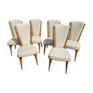 6 chaises vintage en - simili cuir