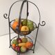 Vintage wrought iron and rattan fruit basket