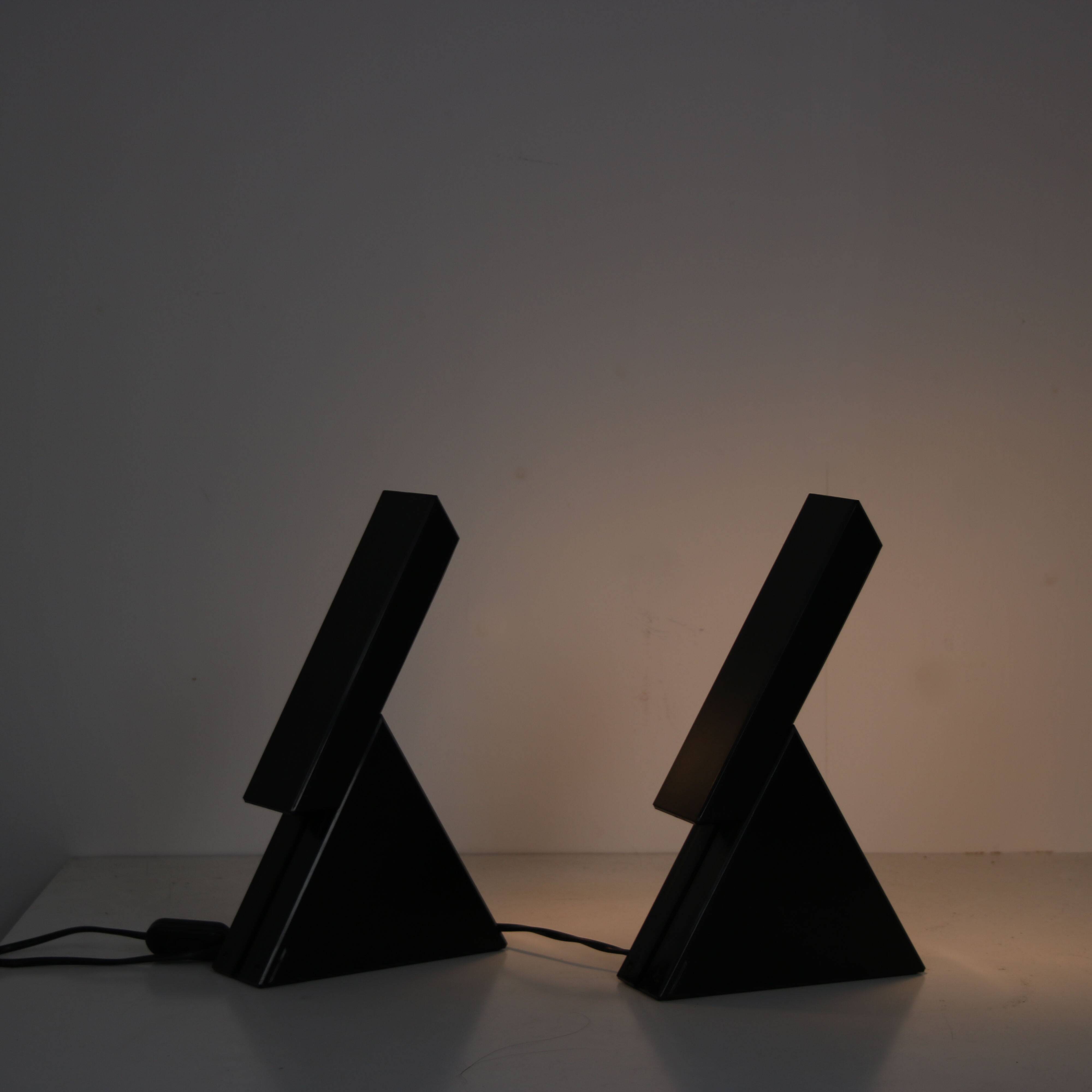 1980s Pair of “Delta” table lamps by Mario Bertorella for JM RDM, Italy