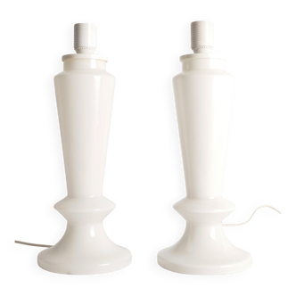 Pair of Mid-Century Modern Opaline Glass Table Lamps, Sweden, Set of 2