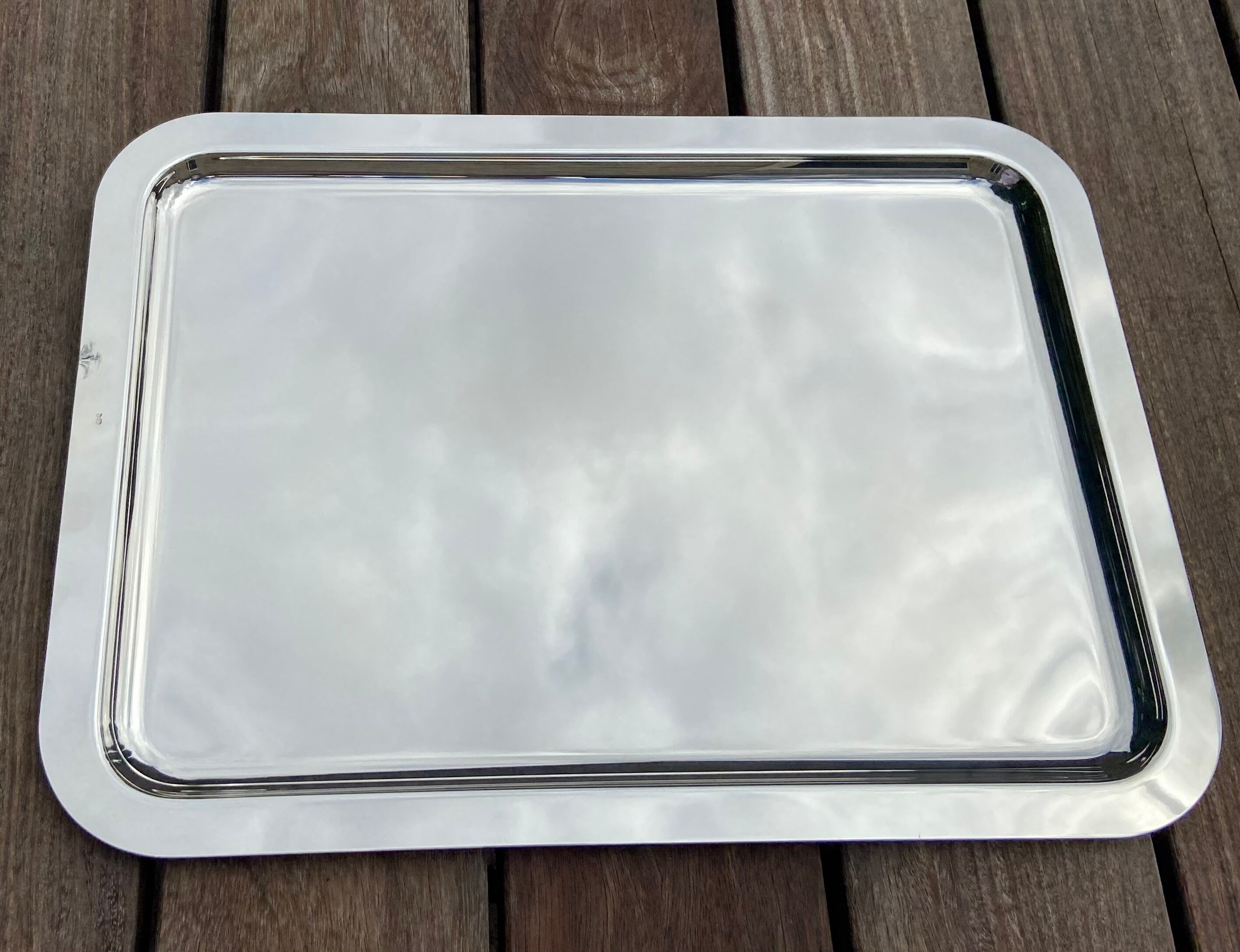 New silver metal tray