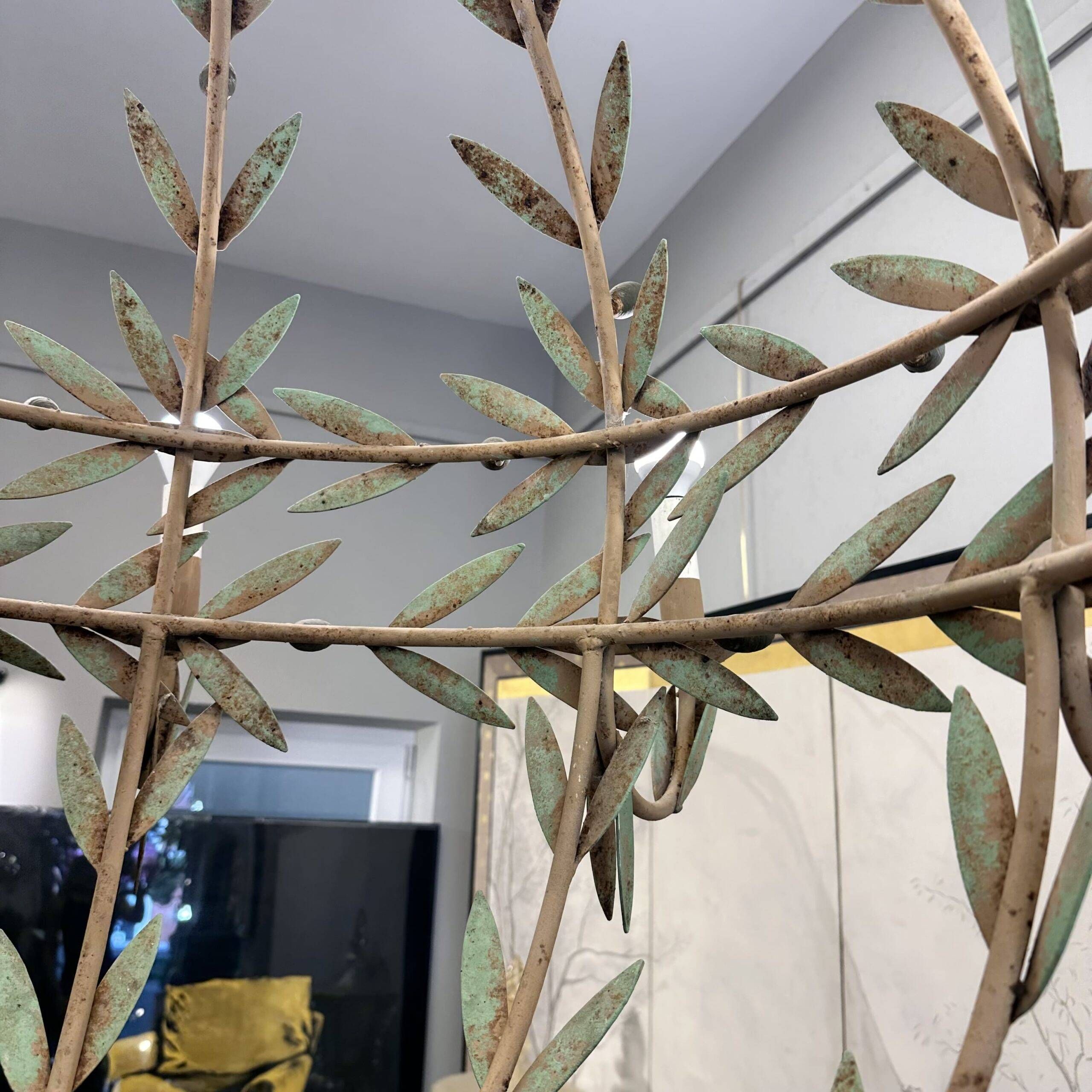 Globe lamp, olive leaves, in the style of Maison Baguès, Mid-century, 1970s – France