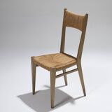 Pair of straw chairs, geneviève pons, 1950s