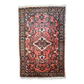 Tapis vintage fait main Lilihan en laine rose (59cm x 93cm) – Années 1970