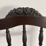 Lot of 4 solid oak chairs with caning in the Henri II style.