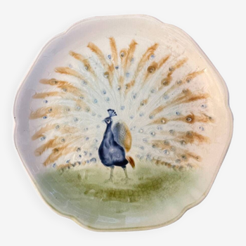 Assiette du 19ème siècle Choisy Le Roi Majolica Décor Paon