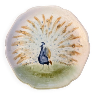 19th century plate Choisy Le Roi Majolica Peacock Decor