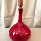 Bottle or onion red soliflore with vintage murano wooden cap