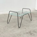 Metal and glass coffee table, France 1950