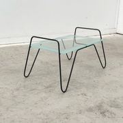Table basse en métal et verre, France 1950
