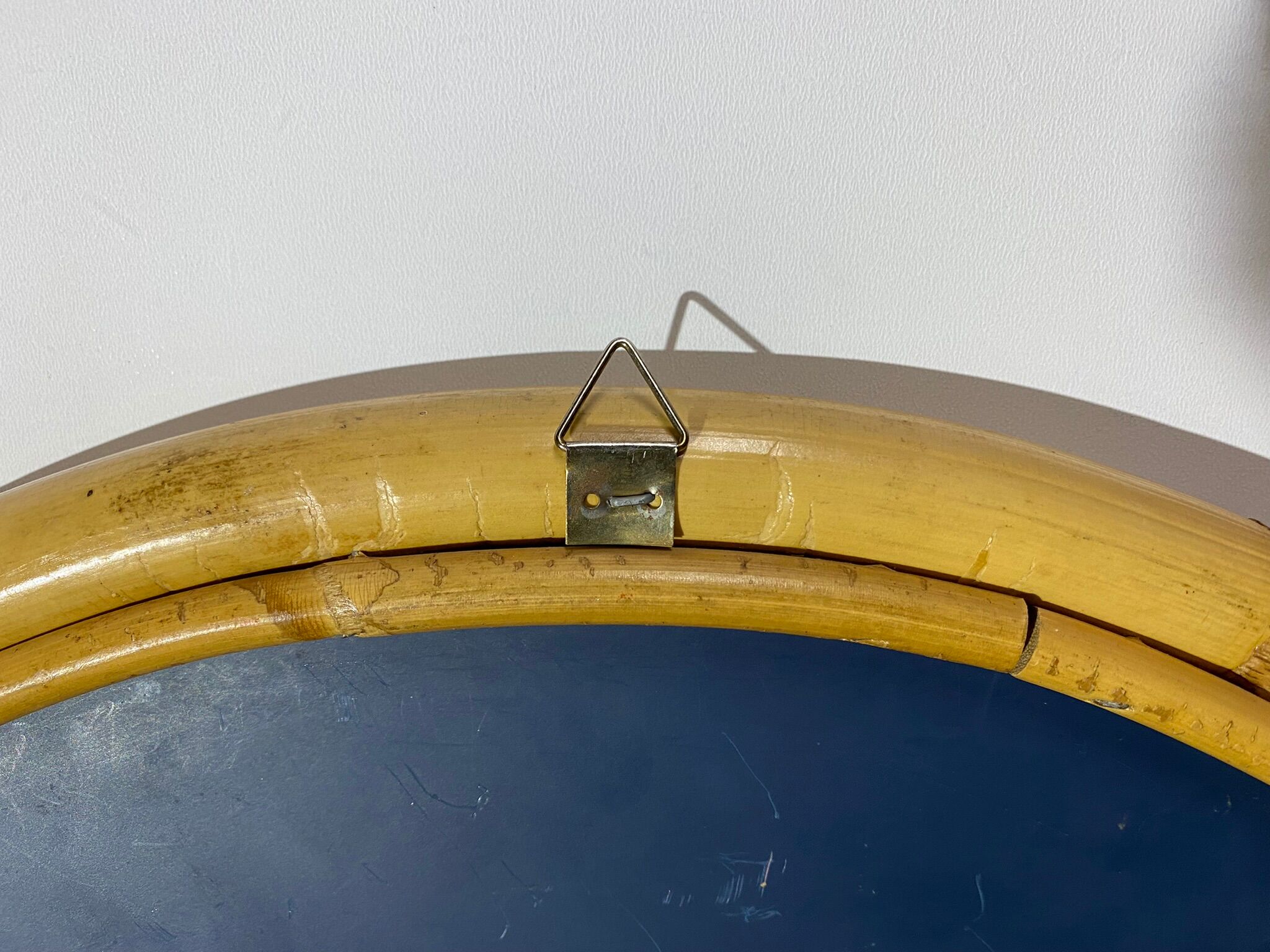 Vintage Round Rattan Mirror From Denmark | Scandinavian BOHO Mirror