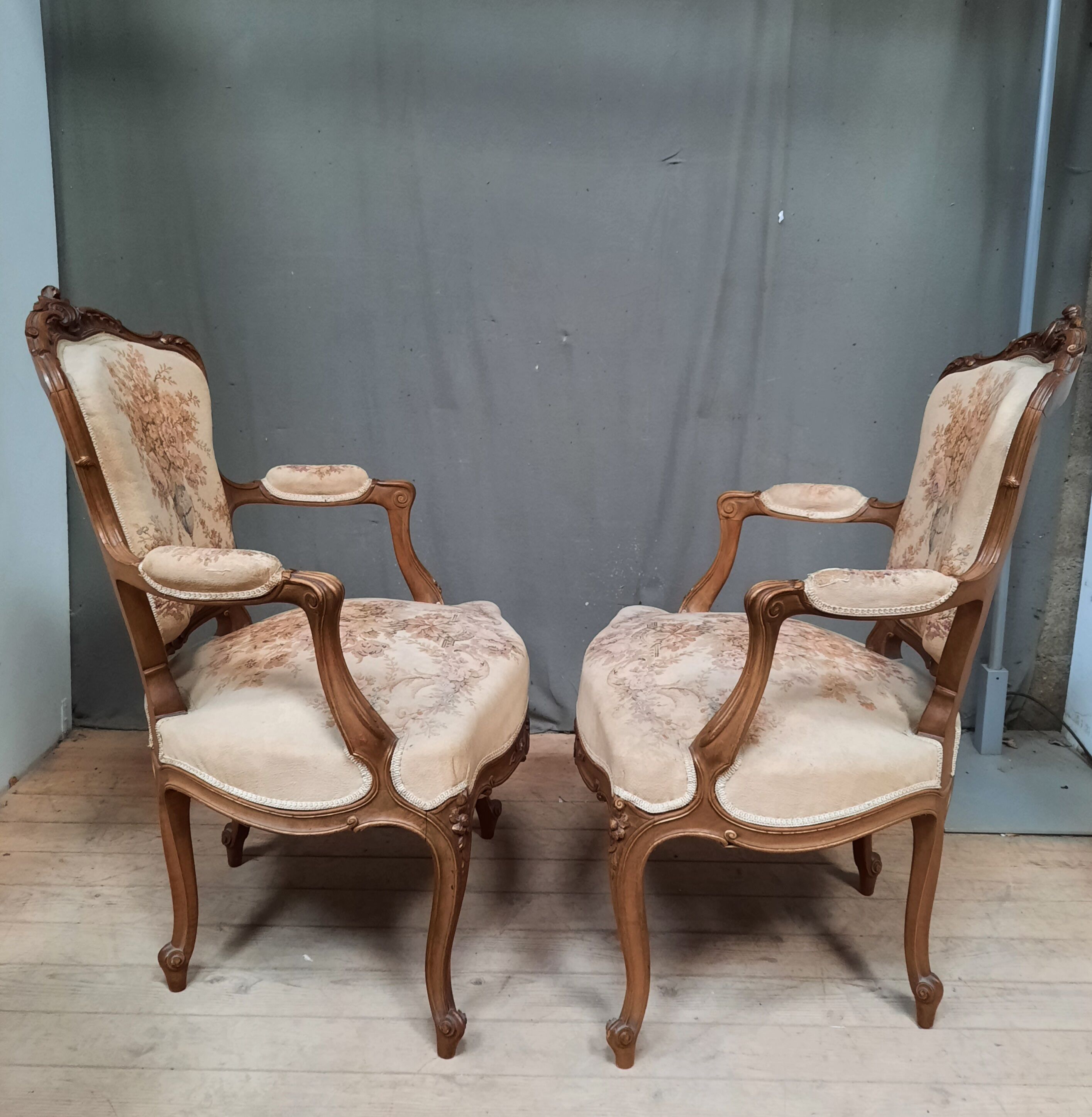 Pair of Louis XV style armchairs