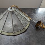Old large Art Deco pendant lamp with mother-of-pearl and glass shade