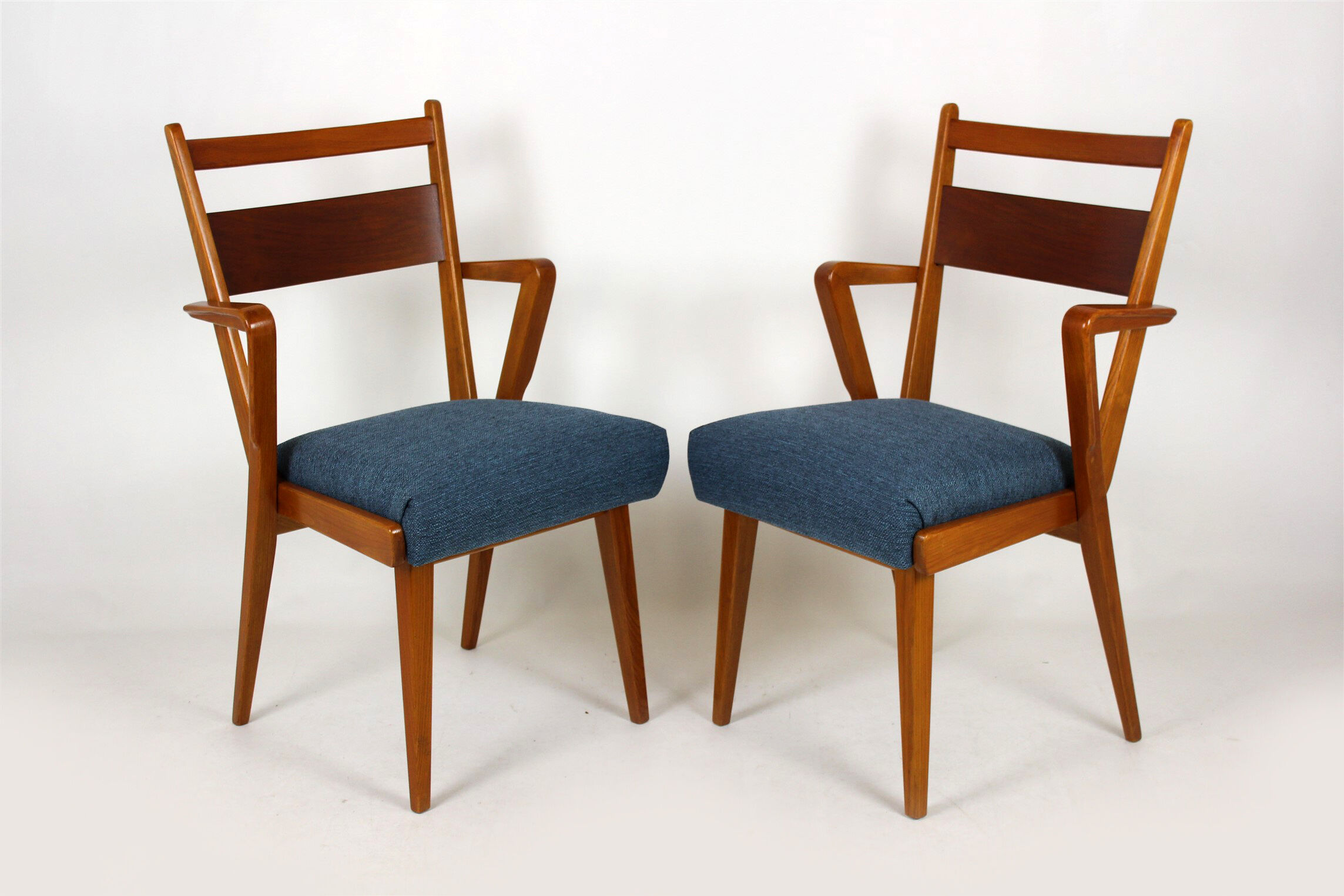 Ash & walnut dining chairs from Jitona Sobeslav, 1950