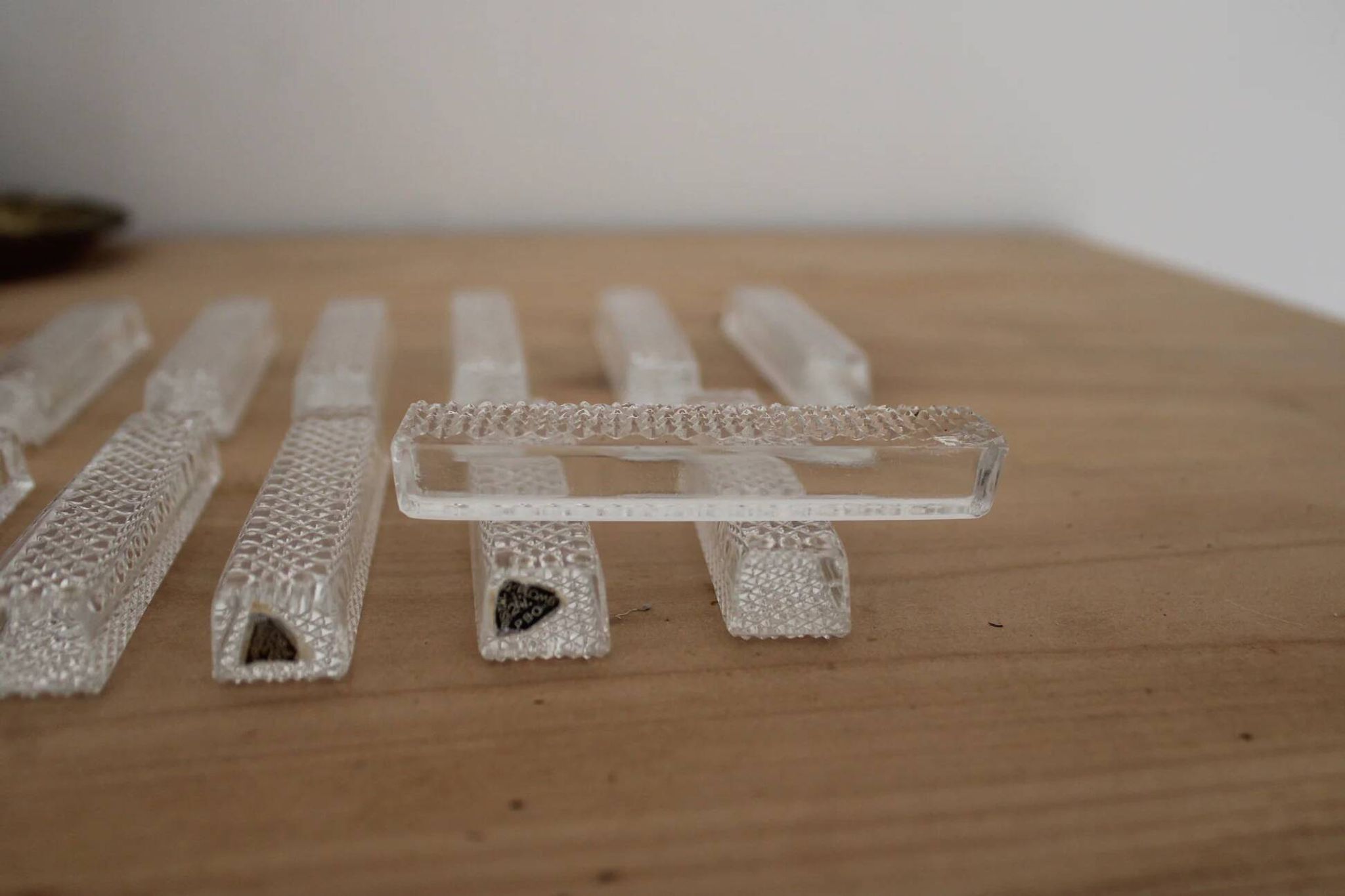 Set of 12 vintage cut lead crystal knife rests – Antique box