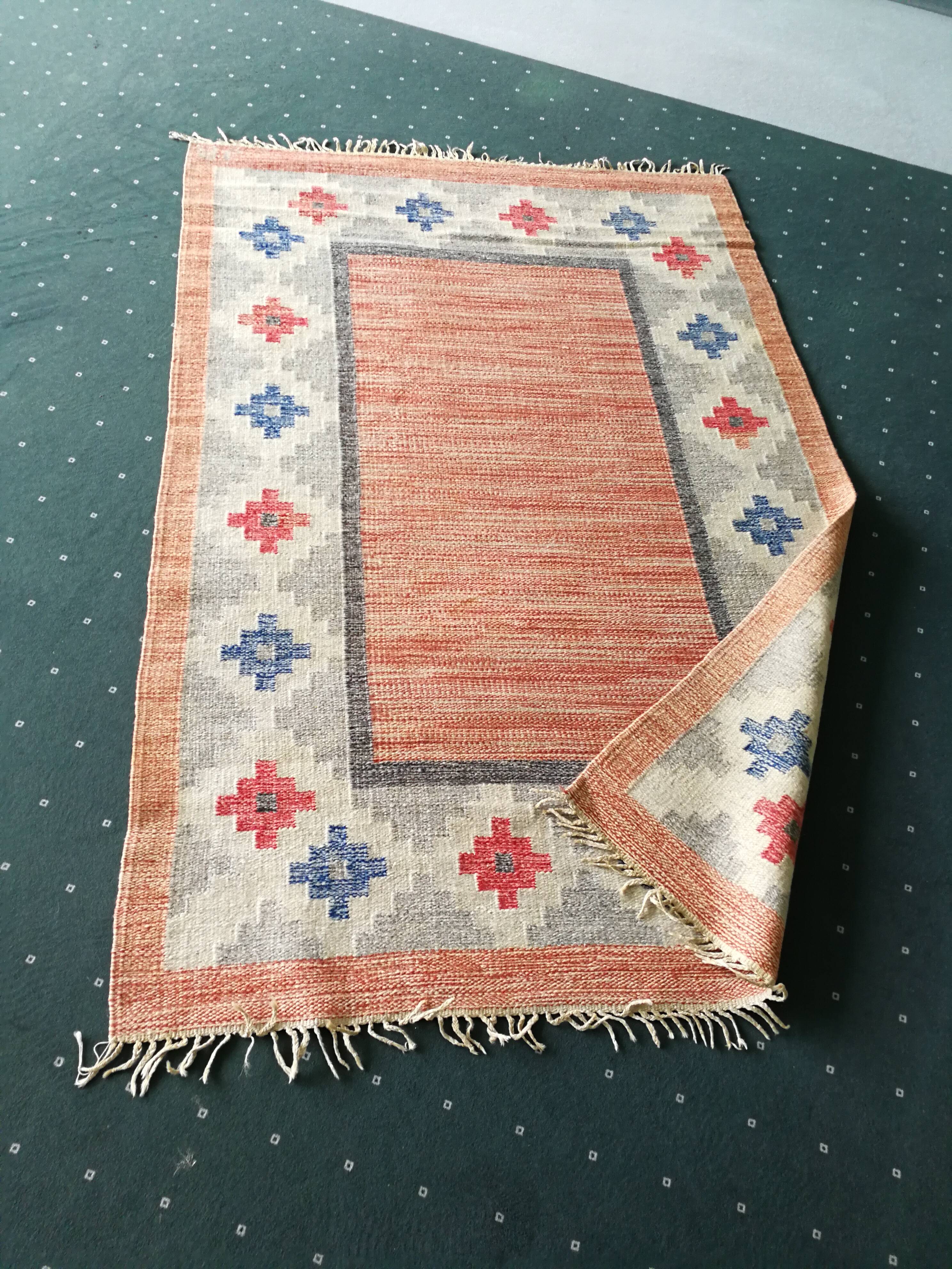 Scandinavian mid-century rug, signed 200 x 132 cm