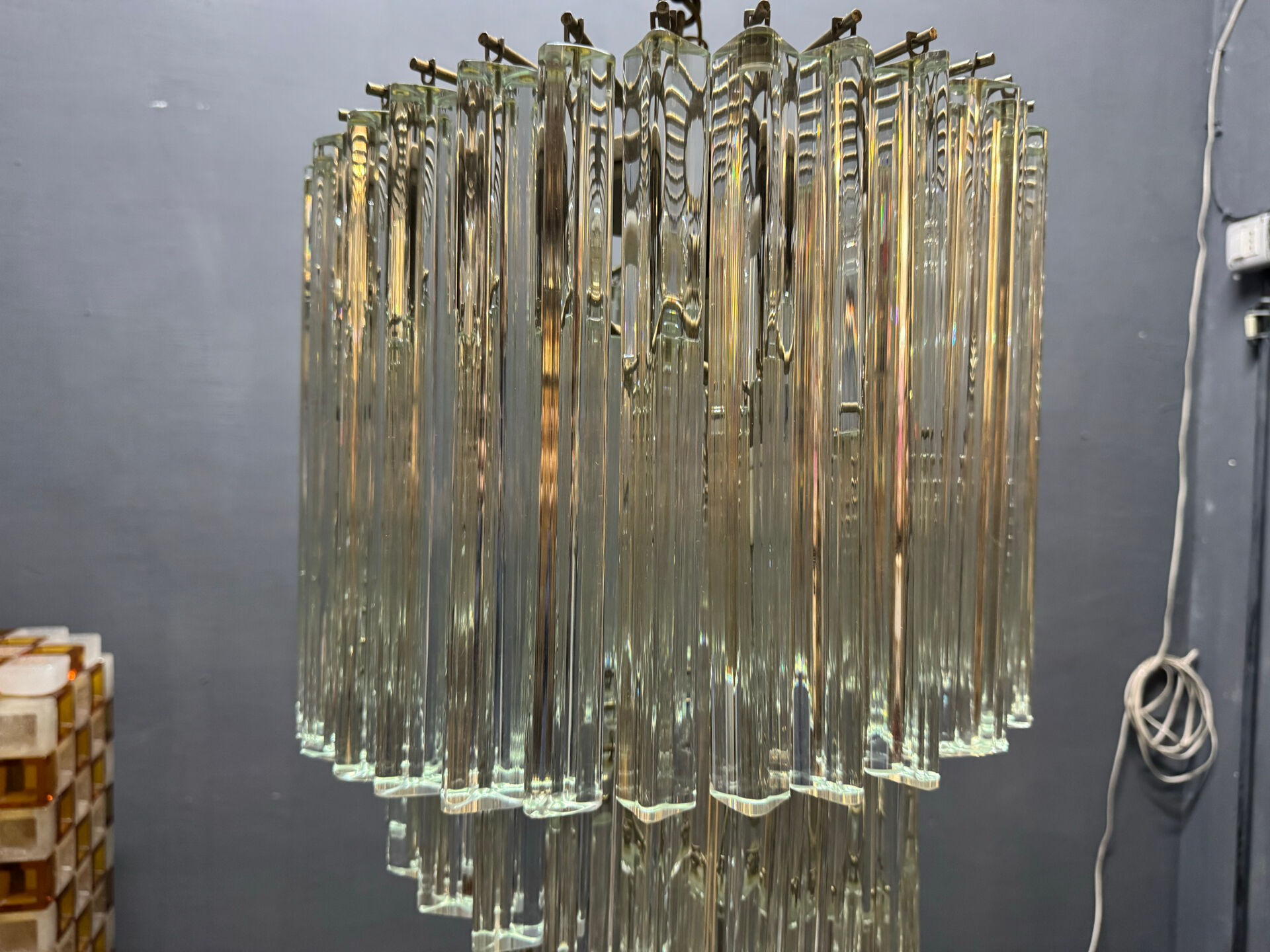 Large Murano Glass Trilobi Chandelier, Italy, 1960s