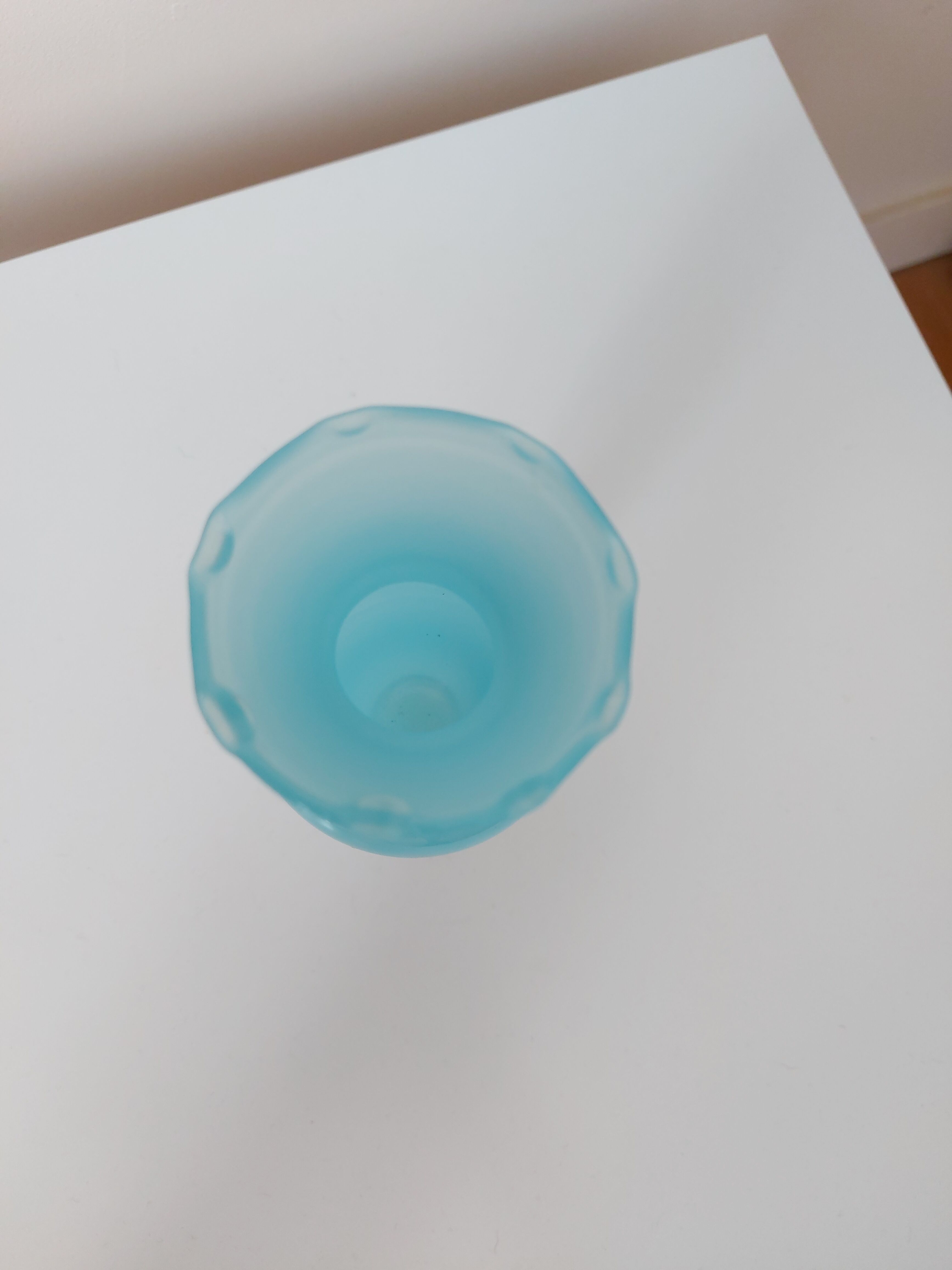 Small opaline vase turquoise blue