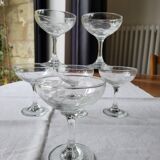 6 engraved champagne glasses