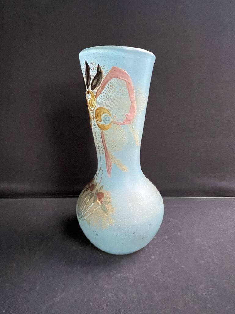 Enamelled blue vase - Enameled Art Nouveau