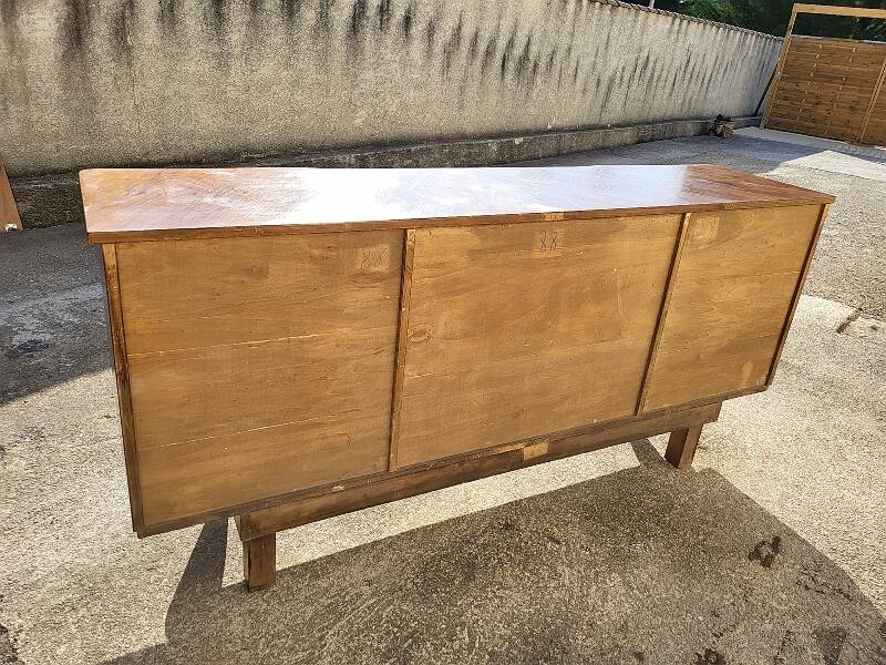 Art deco marquetry 4-door sideboard in walnut from the 1950s